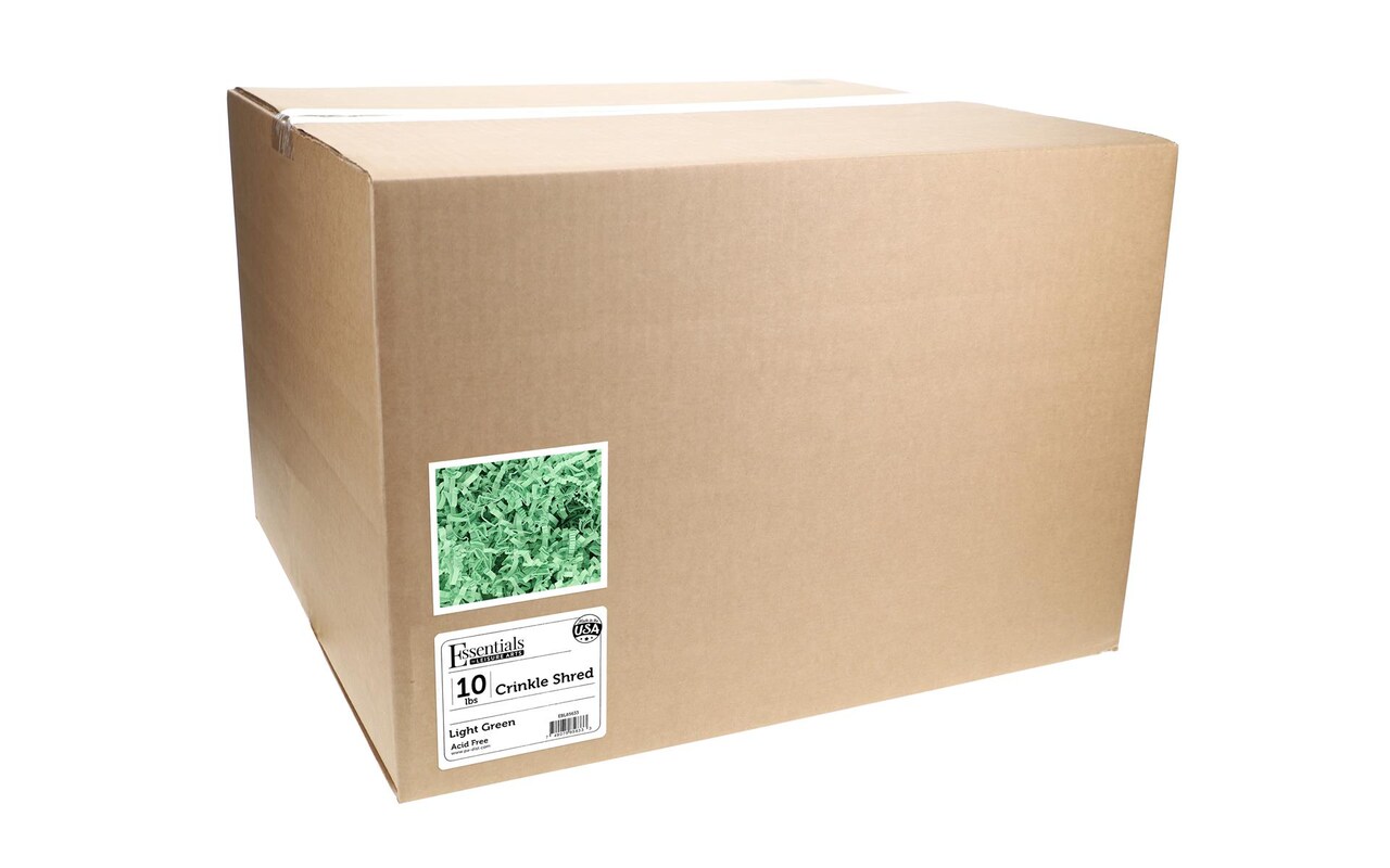 Essentials by Leisure Arts Crinkle Shred Box, Light Green, 10lbs Shredded Paper Filler, Crinkle Cut Paper Shred Filler, Box Filler, Shredded Paper for Gift Box, Paper Crinkle Filler, Box Filling